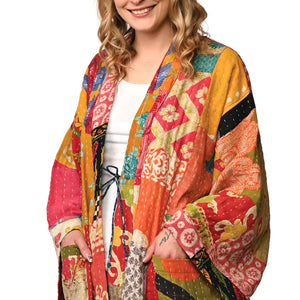 Reversible Cotton Kantha Kimono