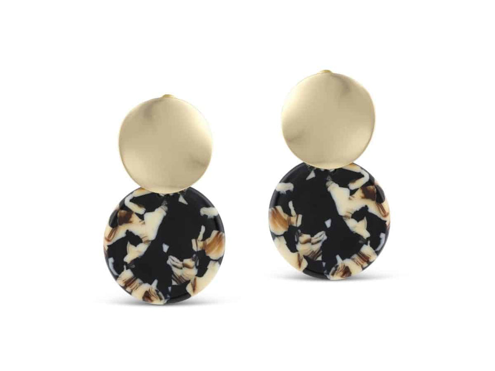 Beige and Brown Sarah Two-Tone Earrings