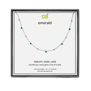 Silver and Emerald Satellite Gemstone Necklace