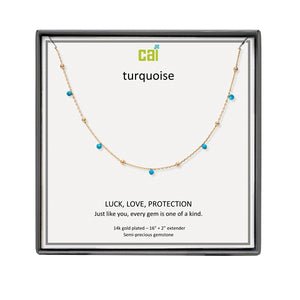 Gold and Turquoise Satellite Gemstone Necklace