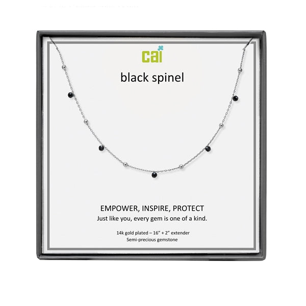 Silver and Black Spinel Satellite Gemstone Necklace