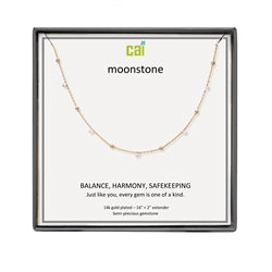 Gold and Moonstone Satellite Gemstone Necklace