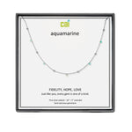 Silver and Aquamarine Satellite Gemstone Necklace