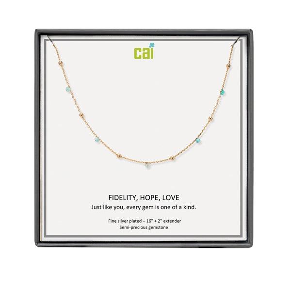 Gold and Aquamarine Satellite Gemstone Necklace