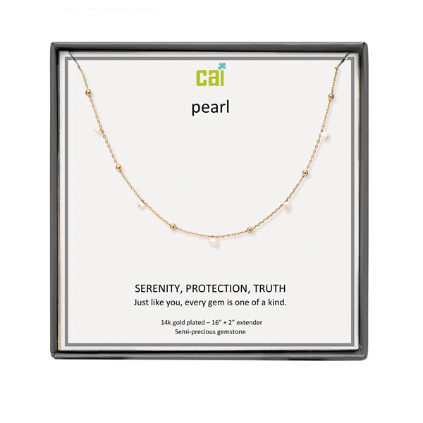 Gold and Pearl Satellite Gemstone Necklace