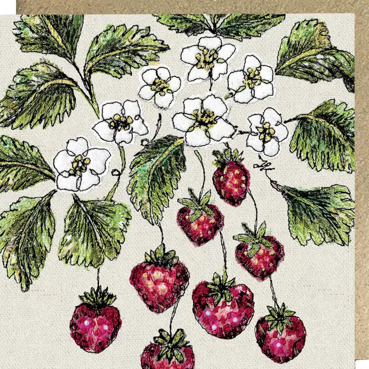 Wild Strawberry Embroidery Art Card