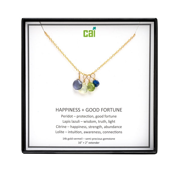 Gold Happiness and Good Fortune Necklace