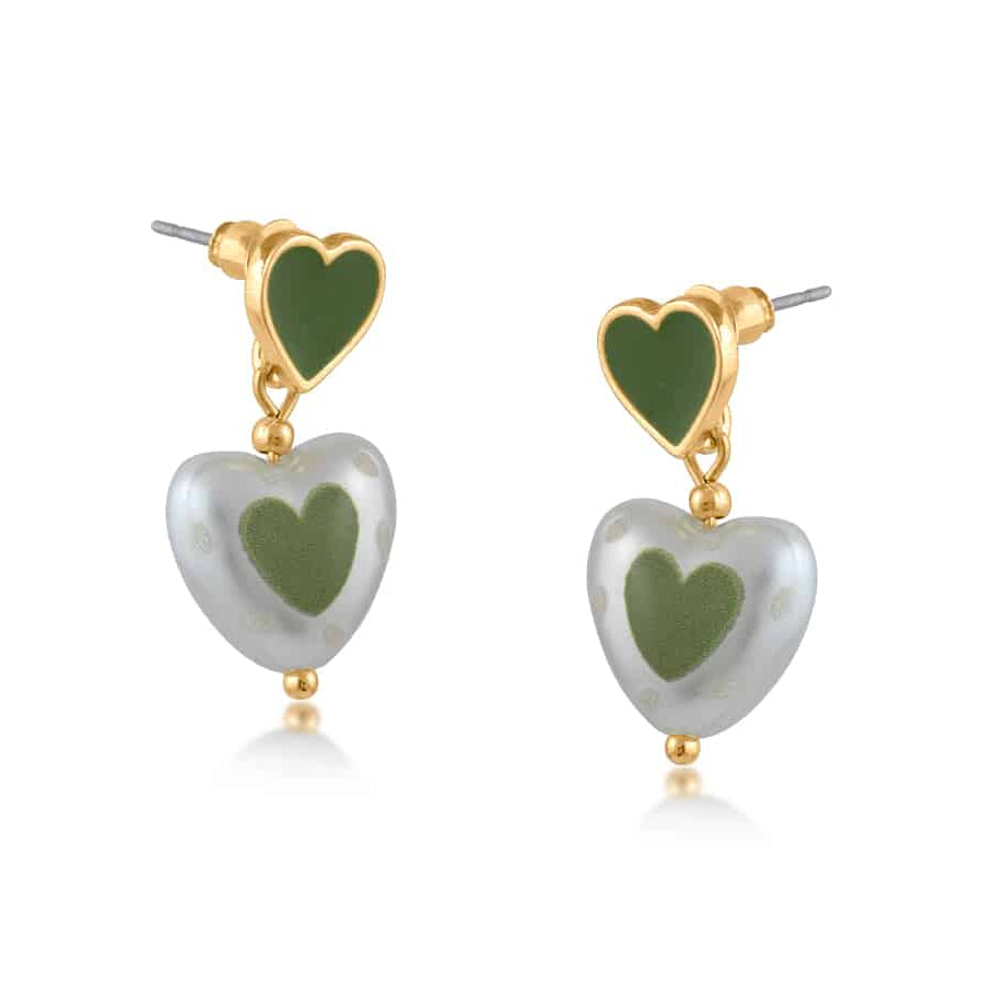 Green Vladislava Heart Pearl Earrings