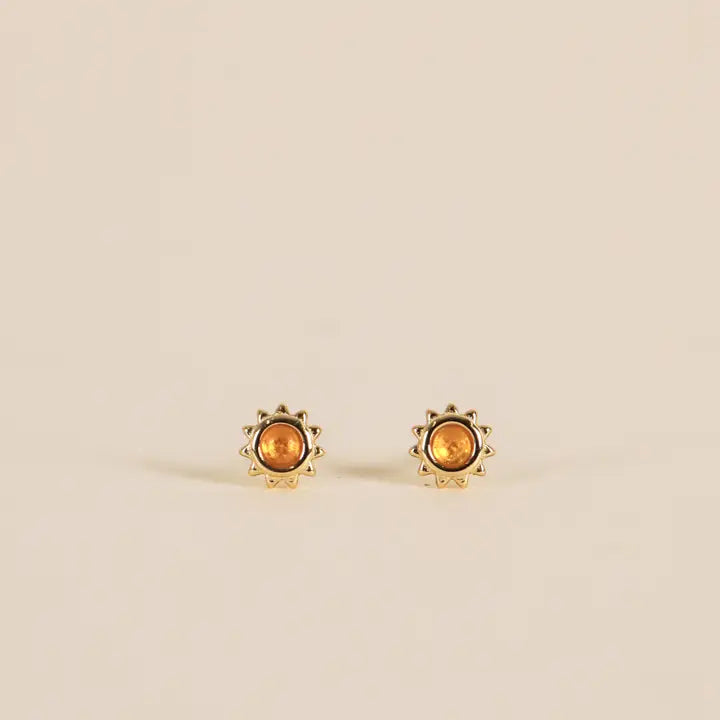 Amber Sun Stud Earrings