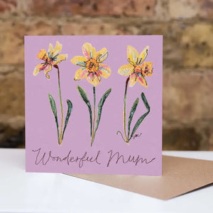 Daffodil Mother's Day Embroidery Art Card