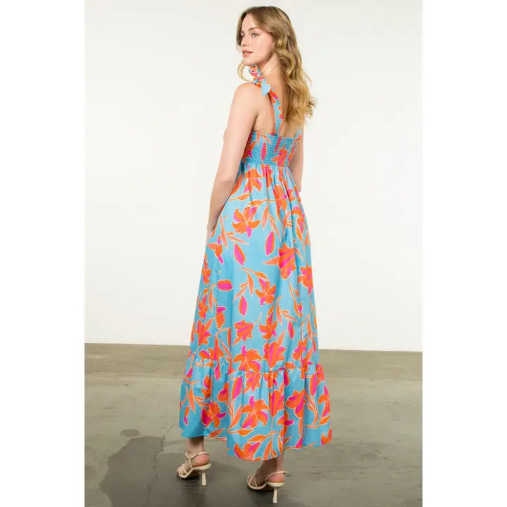 Tie Strap Floral Maxi Dress