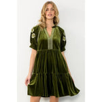 Olive Velvet Dress