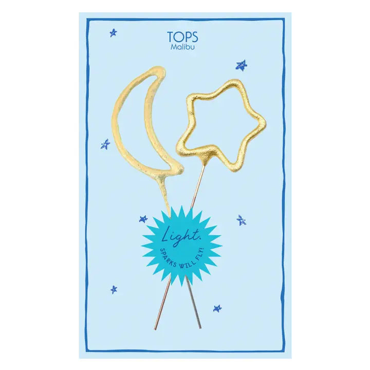 4" Gold Moon and Star Sparkler Card