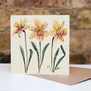 Spring Daffodil Embroidery Art Card