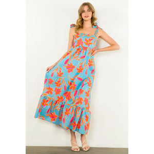 Tie Strap Floral Maxi Dress