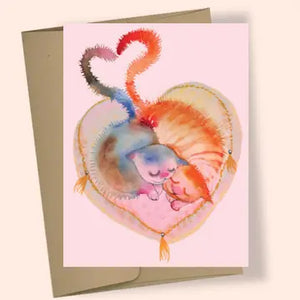 Love Cats Watercolor Greeting Card