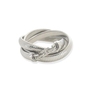 Silver Ribbed Wrap Bracelet