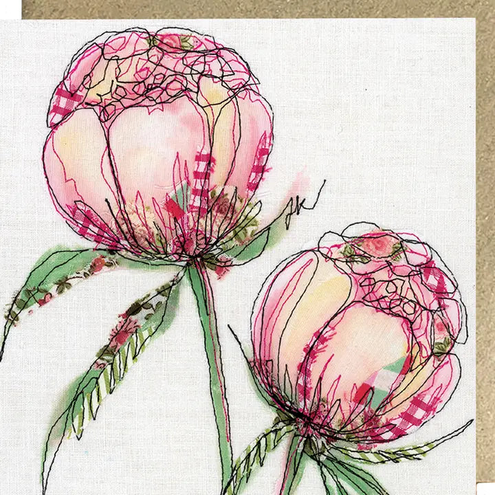 Blooming Lovely Peony Embroidery Art Card