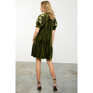 Olive Velvet Dress