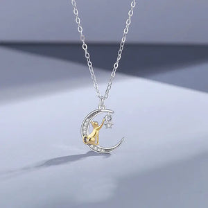 Cat, Moon, and Star Charm Necklace