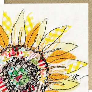 Summer Selvage Sunflower Embroidery Art Card