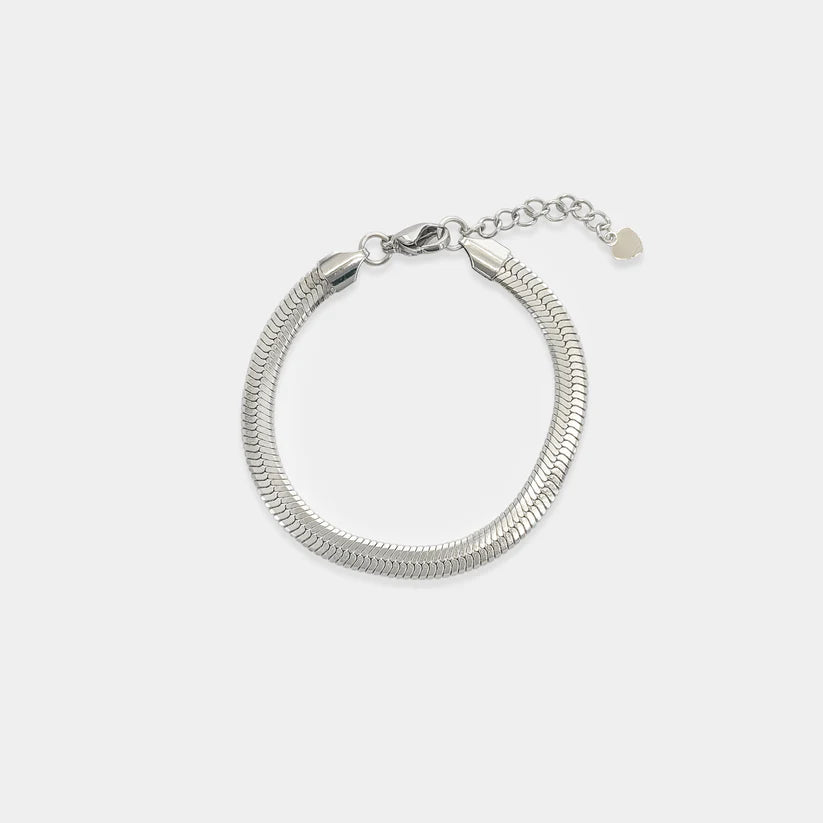 Silver Herringbone Chain Bracelet