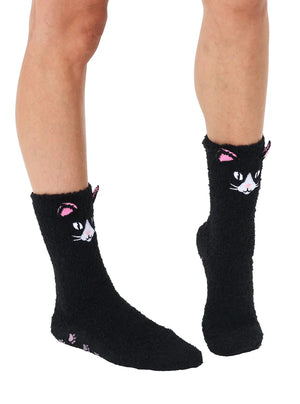 Black Cat Fuzzy Socks