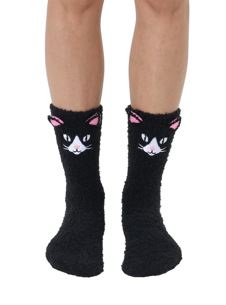 Black Cat Fuzzy Socks