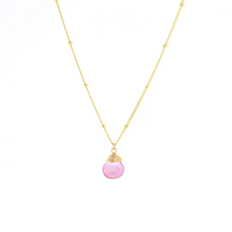 Pink Topaz Trinket Stone Necklace