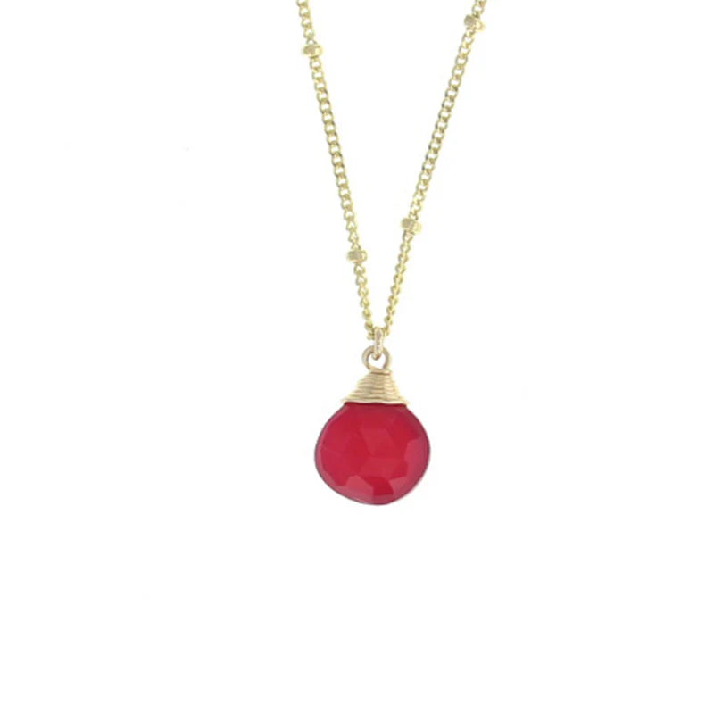 Ruby Chalcedony Trinket Stone Necklace