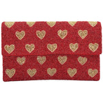 Gold Heart Beaded Clutch