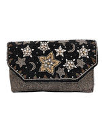 Velvet Star Beaded Clutch