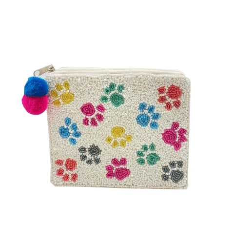 Paw Print Beaded Pouch