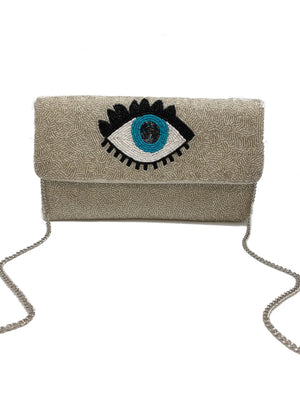 Evil Eye Beaded Clutch