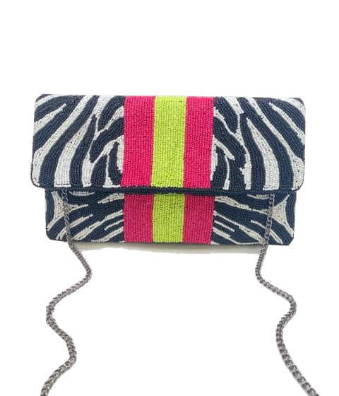 Zebra Beaded Clutch