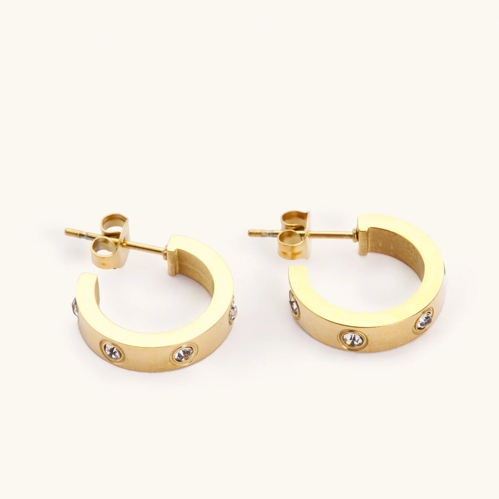 Gold Stoned Hoops