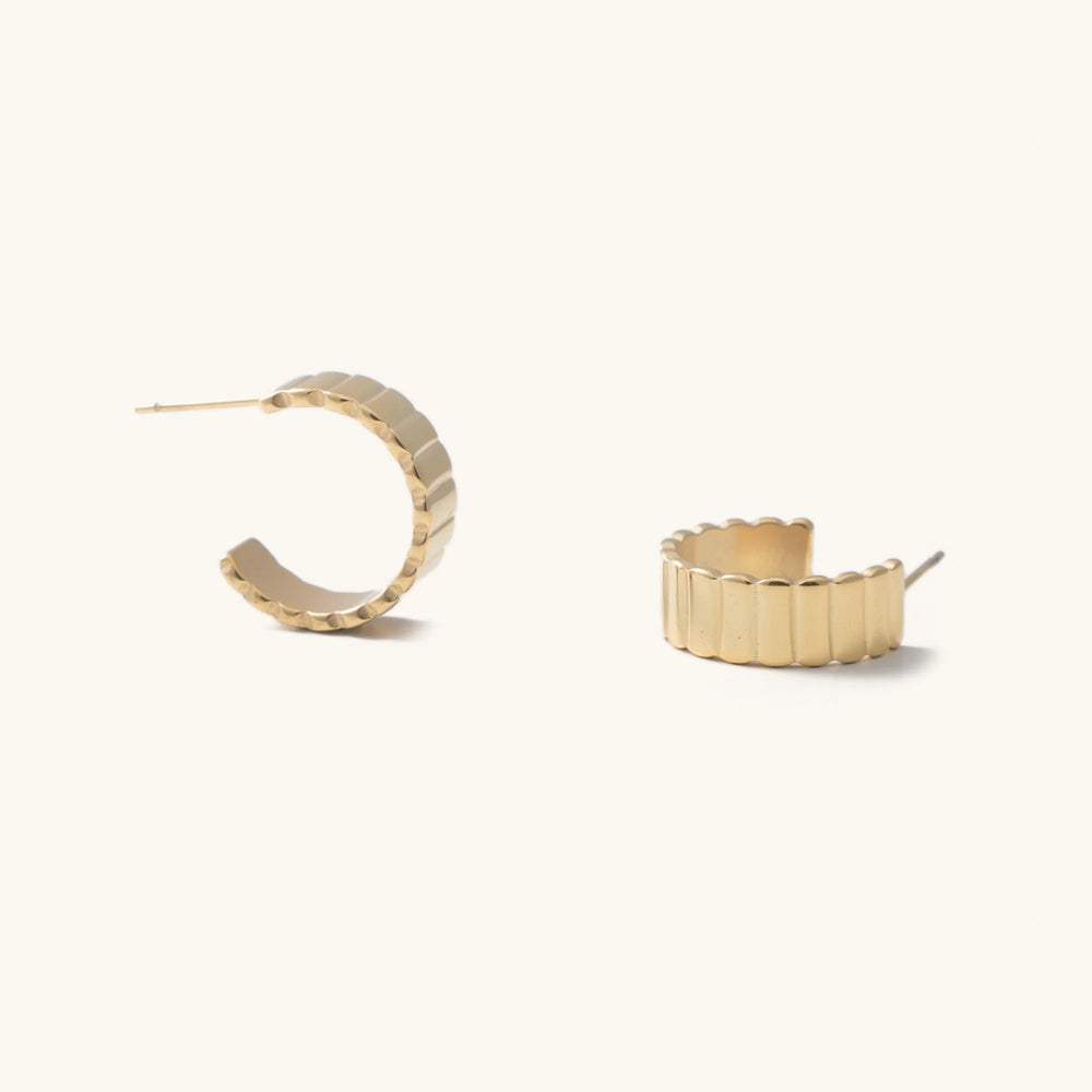 Ridged Gold Hoops