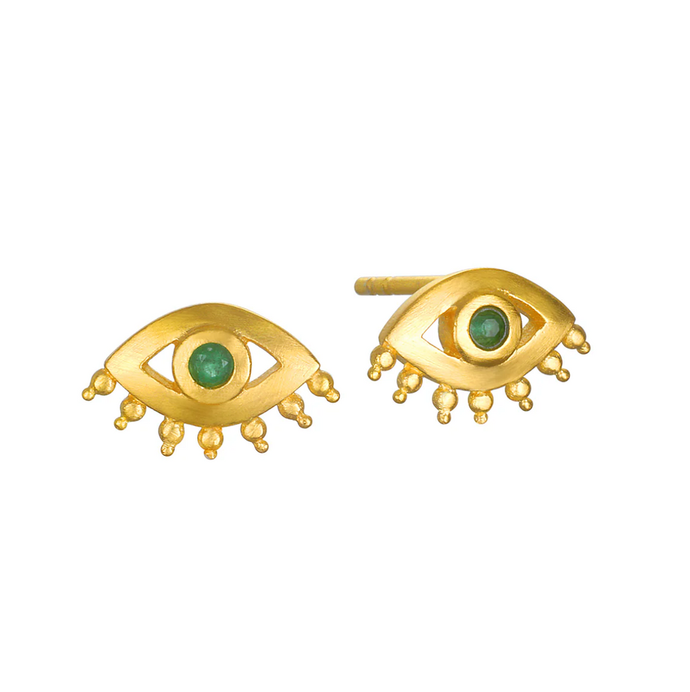 Emerald Evil Eye Studs