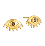 Smokey Quartz Evil Eye Stud