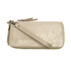 Metallic Pearl Chloe Zip-Around Wallet Wristlet