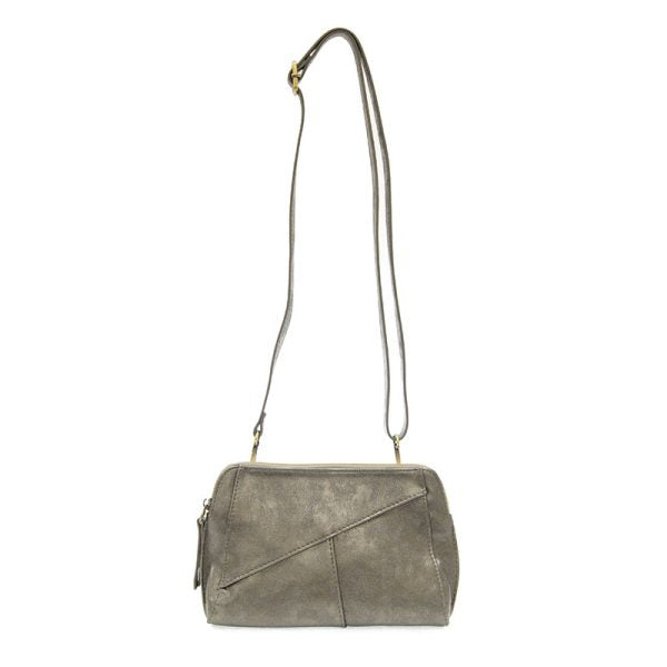 Metallic Dark Chrome Gigi Crossbody W/Woven Wrist Strap