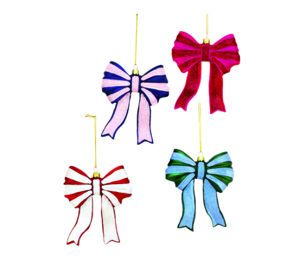 Glittered Bows Small Ornament Assorted