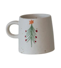 Christmas Tree with Star and Red Ornaments Mug