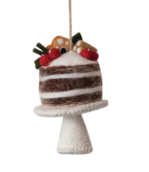 Brown Felt Cake Ornament