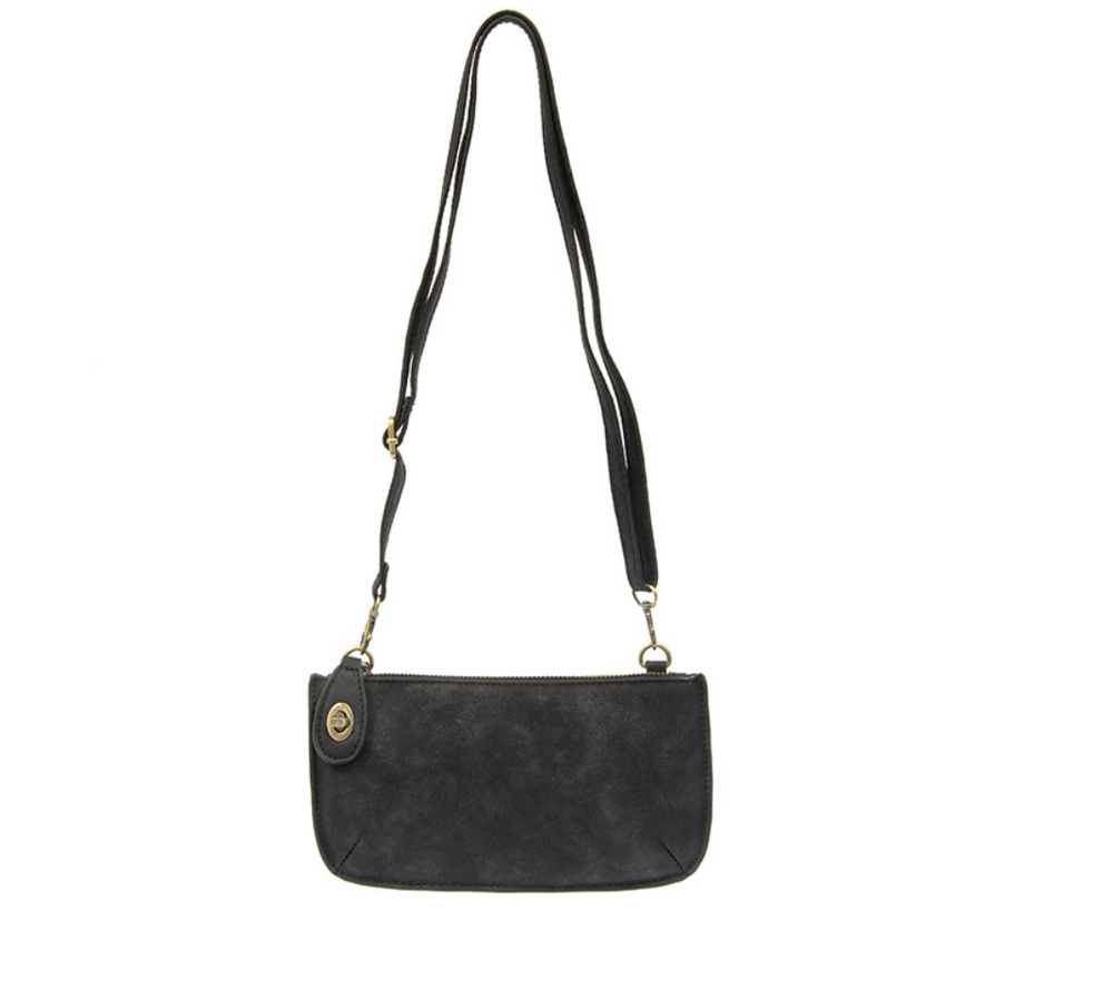 Black Lux Crossbody Wristlet Clutch