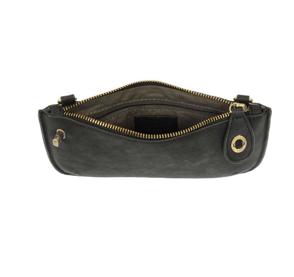 Black Lux Crossbody Wristlet Clutch