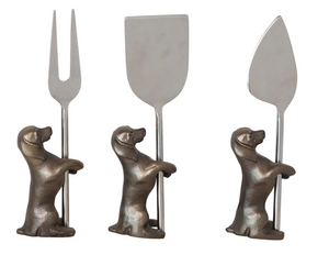 Cheese Knives W/Dog Stands