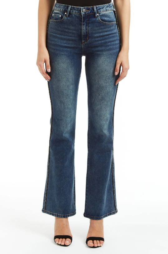 Mid Rise Bling Side Bootcut Jeans