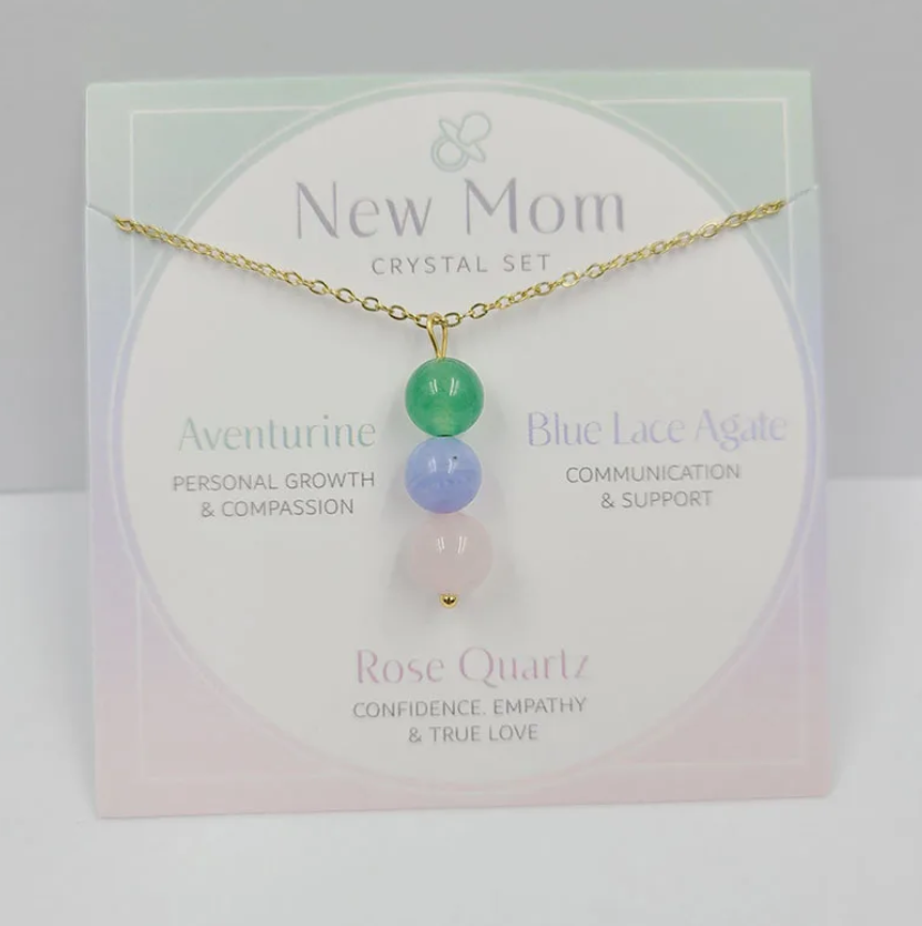 New Mom Gemstone Drop Necklace