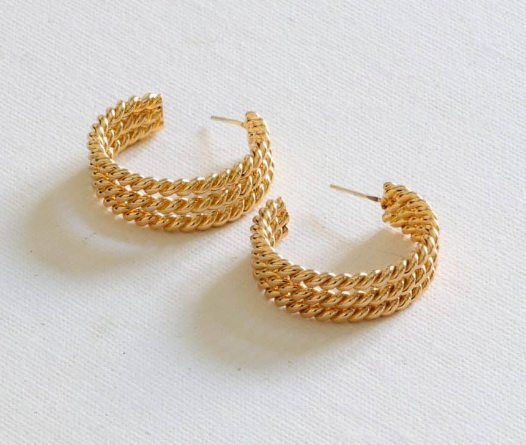 Gold Braided Hoops